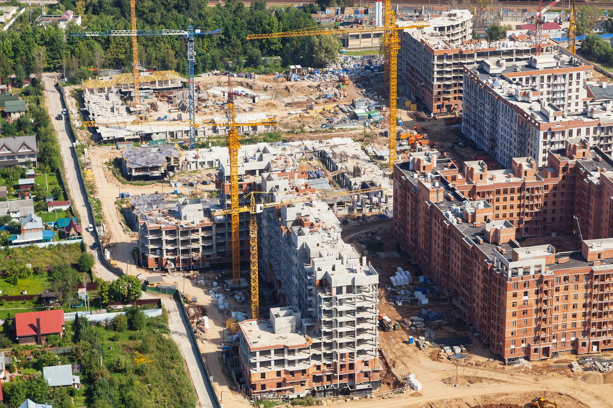 above view of construction area